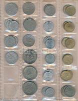121db vegyes magyar és külföldi fémpénz berakólapokon, közte csehszlovák, osztrák, lengyel érmék T:v...