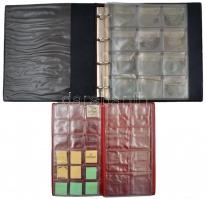 Gyűrűs műbőr érmetartó album 2x12db nagyobb férőhellyel, használt állapotban + érmetartó album 2x18d...