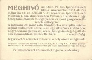 Meghívó, Országos Magyar Királyi Iparművészeti Iskola Matinée-ja, segélylap / Hungarian charity card of the School of Arts and Crafts