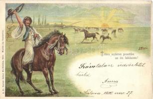 Télen nyáron pusztán az én lakásom!; Neuber Ráfael S. 20. / Hungarian folklore, artist signed (fa)