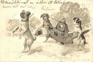 Travelling dogs, Koch & Bitriol Serie 638. Emb. litho