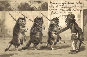 Cat soldiers, monkey lieutenant, C.B.St. No. 9162. Emb. litho