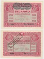 1917. 2K (2x) egyik &quot;Deutschösterreich&quot; felülbélyegzéssel, a másik &quot;Ausgegeben nach dem 4. Oktober 1920&quot; T:I