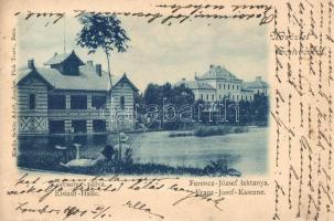 Zombor, Sombor; Korcsolya pálya, Ferencz József laktanya, kiadja Schön Adolf / military barracks