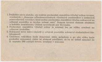 Csehszlovákia 1945. 100K utalvány "Szlovák nemzeti ellátmányozási felügyelőség" T:I-
Czec...