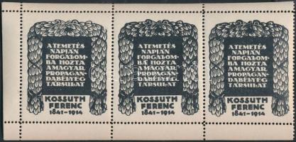 1914 Kossuth Ferenc gyász levélzáró hármascsík
