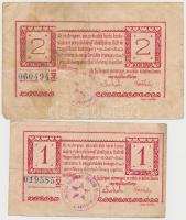 Esztergom 1919. június 10. 1K + 2K utalvány, "Esztergom vármegyei munkás és katonatanács" ...