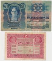 1913. 20K + 1917. 2K mindkettő "Baranya-Bajai Szerb-Magyar Köztársaság" felülbélyegzéssel ...