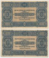 1923. 1000K "Magyar Pénzjegynyomda Rt. Budapest" + 1923. 1000K "8 FILLÉR - NYOLC FILL...
