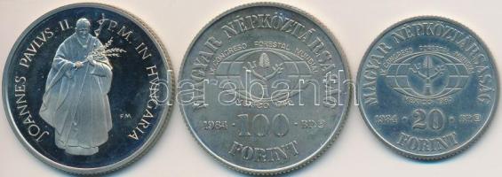 1984. 20Ft "FAO" + 100Ft "FAO" + 1991. 100Ft "II. János Pál pápa látogatása" T:BU,PP