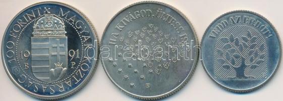 1984. 20Ft "FAO" + 100Ft "FAO" + 1991. 100Ft "II. János Pál pápa látogatása...