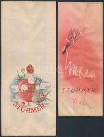 2 db karácsonyi Stühmer édességes zacskó, 22×9 ill. 18,5×7,5 cm