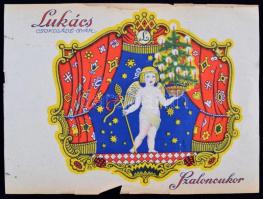 cca 1910-1920 Lukács Csokoládégyár szaloncukor papír, szélein kis szakadásokkal