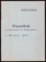 cca 1937-1944 Német nyelvű biztosítókönyv különféle bejegyzésekkel