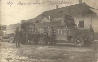 1917 Krasnojilsk, Krasna Putna; Osztrák-magyar teherautó a népiskola előtt / Austro-Hungarian truck by the school, photo