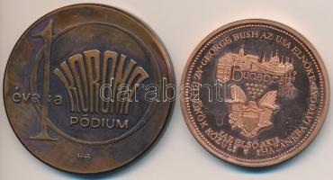 Bozó Gyula (1913-2004) 1989. "George Bush látogatása Magyarországon" Br emlékérem (42,5mm)...