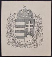 cca 1900-1940 A koronás magyar kiscímer babérággal, 22×19,5 cm
