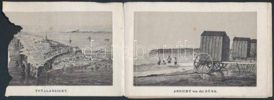 cca 1910 Helgoland, leporello 10 db litho kép (világítótorony, templom, népviselet, stb.) feliratozv...