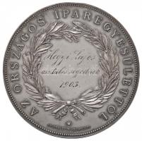 1903. "Országos Iparegyesület" fémjelzetlen Ag díjérem gravírozással "AZ ORSZÁGOS IPA...