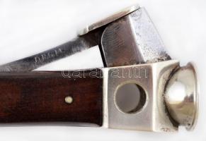 DRGM szivarvágó, fa rátétes nyéllel, jelzett h: 13 cm /

DRGM cigar cutter, l: 13 cm