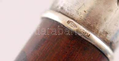 Növénymotívummal és emberfejjel díszített, monogramos ezüst (Ag.) fejű és botvégű sétapálca, jelzett...