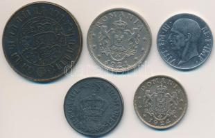 Vegyes: Holland Kelet-India 1945P 2 1/2c Br + Olaszország 1940R 20c acél + Románia 1924. 1L Cu-Ni + ...