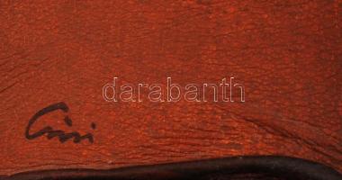 Cini jelzéssel: Fák egymás mellett. Bőr plasztika, keretben, 36×46 cm