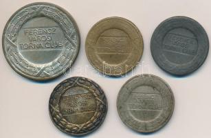 Berán Lajos (1882-1943) ~1930. "Ferencz Városi Torna Club" 5db klf méretű díjérem (40mm) T...