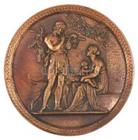 DN Bronz plakett antik vadász motívummal, hátoldalán akasztóval (130mm) T:2,2- kis ph. ND Bronze plaque with antique hunter motive, with suspension ring on back (130mm) C:XF,VF small edge errors