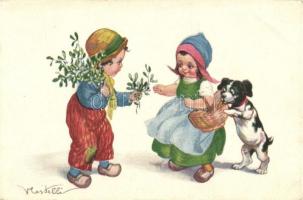 Italian art postcard, children, Anna & Gasparini 552-1. s: V. Castelli (EB)