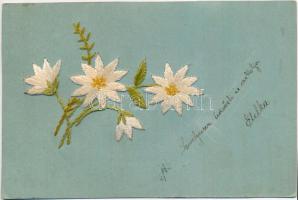 1899 Flower, embroidered postcard (EK)