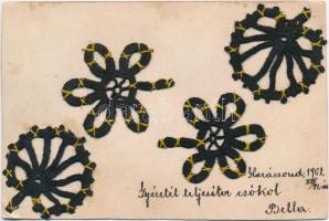 Floral, textile card (EK)