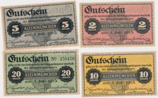 Ausztria / Kleinmünchen hadifogolytábor 1915. 2h + 5h + 10h + 20h T:I,I-
Austria / Kleinmünchen POW...