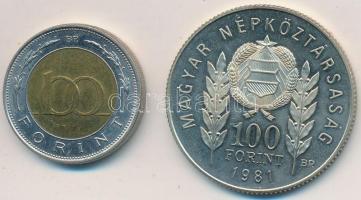 1981. 100Ft Cu-Ni + 5L Cu-Ni magyar-bolgár közös kiadás "Bulgária 1300 éves" + 2002. 100Ft "Kossuth" T:PP,2