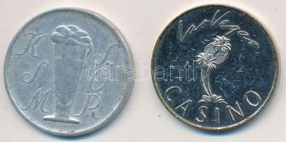 Vegyes: DN "KSM Sör" Al zseton + Amerikai Egyesült Államok / Las Vegas DN Fém kaszinó zset...