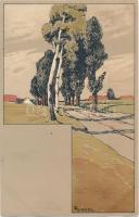 Landscape art postcard, Meissner & Buch Künstler-Postkarten Serie 1370. Im Sturm der Zeit litho s: H. Grande