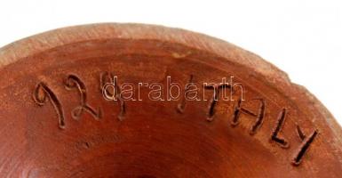 Jelzett kaspó párban, festett cserép, egyiken repedéssel, m:12 cm, d:16 cm (2×)