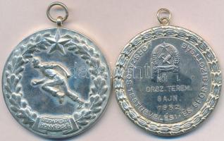 1951. "Budapesti Honvéd SE / Sporttal a Békéért! Néphadsereg Napja 1951.IX.29. III." fém díjérem (51mm) + 1952. "Országos Testnevelési- és Sportbizottság / Női I. Országos Terem Bajnokság" fém díjérem (51mm) T:2