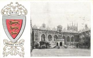 Oxford, Oriel, coat of arms; Heraldic Series of Postcards Oxford Emb.