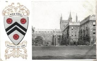 Oxford, New Coll, coat of arms; Heraldic Series of Postcards Oxford No. 13. Emb.