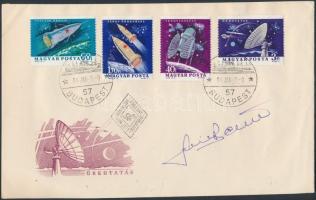 Farkas Bertalan (1949- ) űrhajós aláírása borítékon, elsőnapi bélyegzéssel