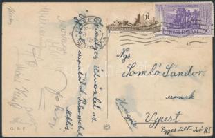 cca 1920-1930 Az Újpest TE csapatának Palermóból hazaküldött képeslapja aláírásokkal