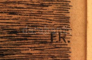 F.R jelzéssel: Öregasszony. Tus, karton, üvegezett keretben, 14×15 cm