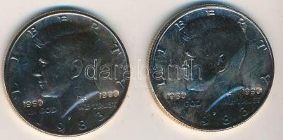 Amerikai Egyesült Államok 1983P 1/2$ "Kennedy" aranyozva 1960-1980 dátum beütéssel! (2x) T...