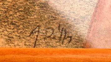 Réti jelzéssel: Modern tájkép. Vegyes technika, papír, üvegezett keretben, 29×41 cm