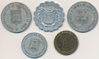 Franciaország 1920-1921. 5db klf fém szükségpénz, közte Rouen, Caen, Falaise T:2,2-
France 1920-192...