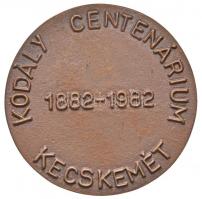Pálffy Gusztáv (1942-) 1982. "Kodály Centenárium Kecskemét" Br plakett eredeti tokban (85m...