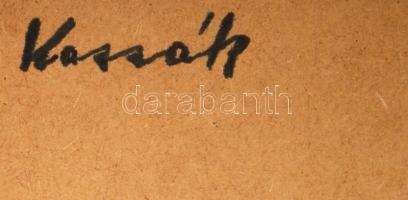 Kassák jelzéssel: Kompozíció. Tempera, furnér, 60×130 cm