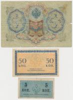 Orosz Birodalom 1912-1917. (1905) 3R + (1909) 10R (2x) Szign.: Shipov + 1915. 5k + 50k T:III,III-
R...