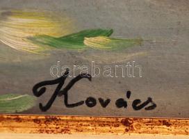 Kovács Géza: Virágok. Olaj, farost, jelzett, 17×25 cm